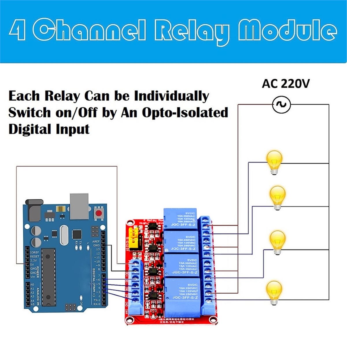A49T Modul Relai 4 Saluran 5V  - Relay Module 4 Channel ulasan dan harga