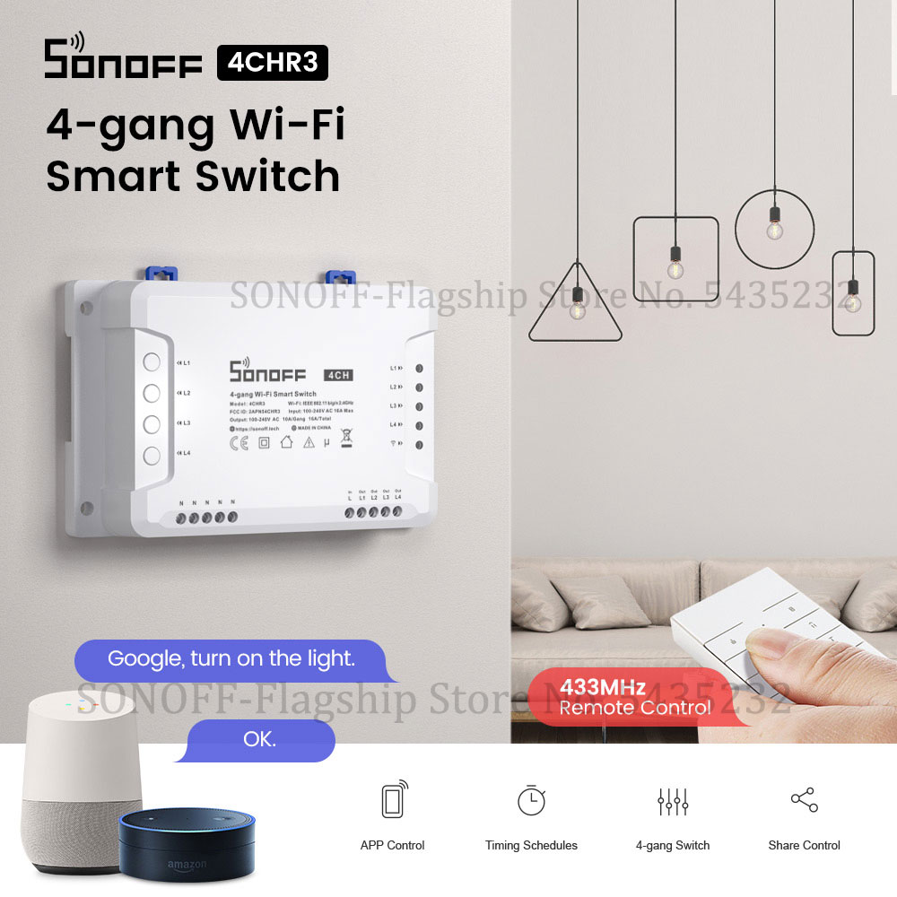 Itead SONOFF 4CH R3 Wifi Remot - Relay Module 4 Channel ulasan dan harga