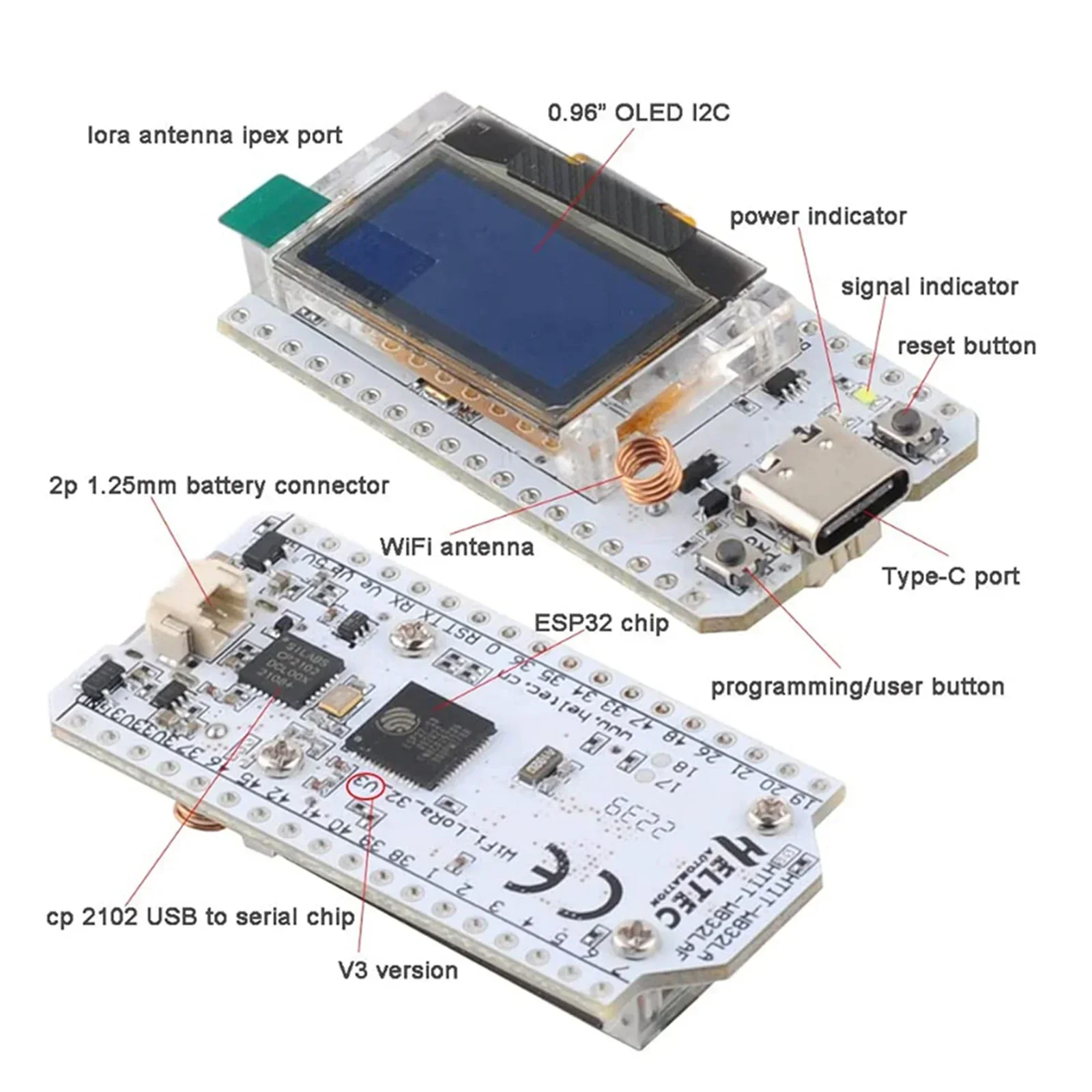 ESP32 lora 32 v3 HTIT-WB32LA V - Oled Display 0.96 ulasan dan harga
